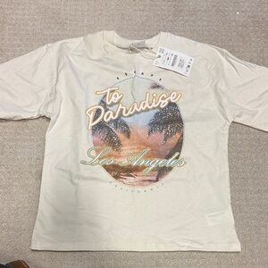 Zara Cream 'To Paradise' Graphic Tee